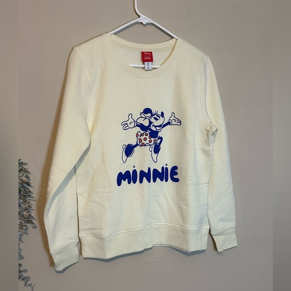 NWOT Disney Minnie Mouse Cream Sweatshirt with Blue Graphic Amazon collaboration - Picture 3 of 9